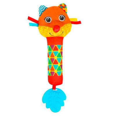 Текстильная погремушка прорезыватель-пищалка Лисичка Умка UM-LS-23 1